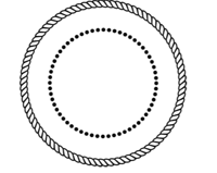Circular seal with one large circle with a smaller circle inside.