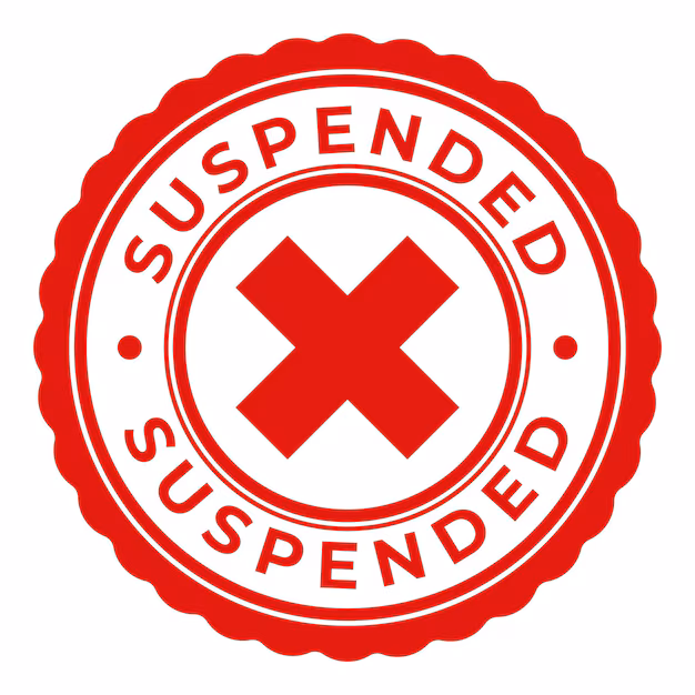 Suspended badge in red
