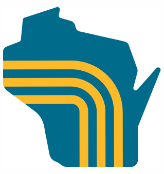 New DSPS Logo: three yellow lines over a dark teal Wisconsin