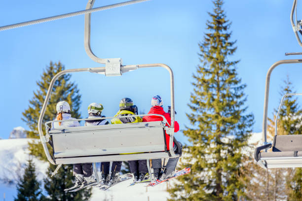People riding a ski lift