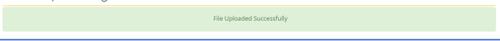 Alt Text: Screen shot of the DSPS Webpage of Online Building Permit System, after clicking on the “Upload Permit” link, it is displaying a light green banner with the words “File Uploaded Successfully”. 