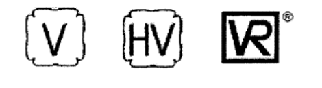 Three logos, the first is a clover shape logo with a v in the middle. The second is a clover shaped logo with hv in the middle. The last logo is a square with vr in the middle.
