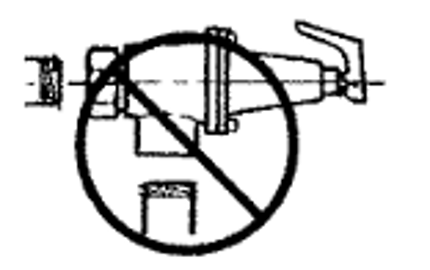 Image of valve installed horizontally with a circle and cross through – indicated that it is incorrect